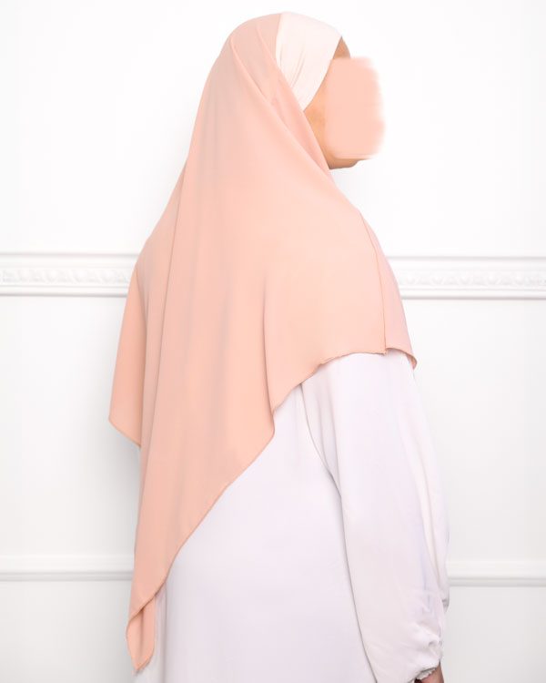 Khimar court en crêpe pointu khimar triangle khimar pas cher mon hijab pas cher rose pêche